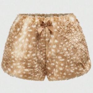 Faux Fur Deer Fawn Print Fuzzy Shorts